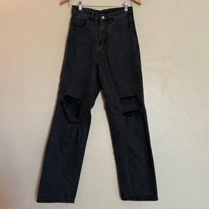 Distressed Straight Leg Jeans